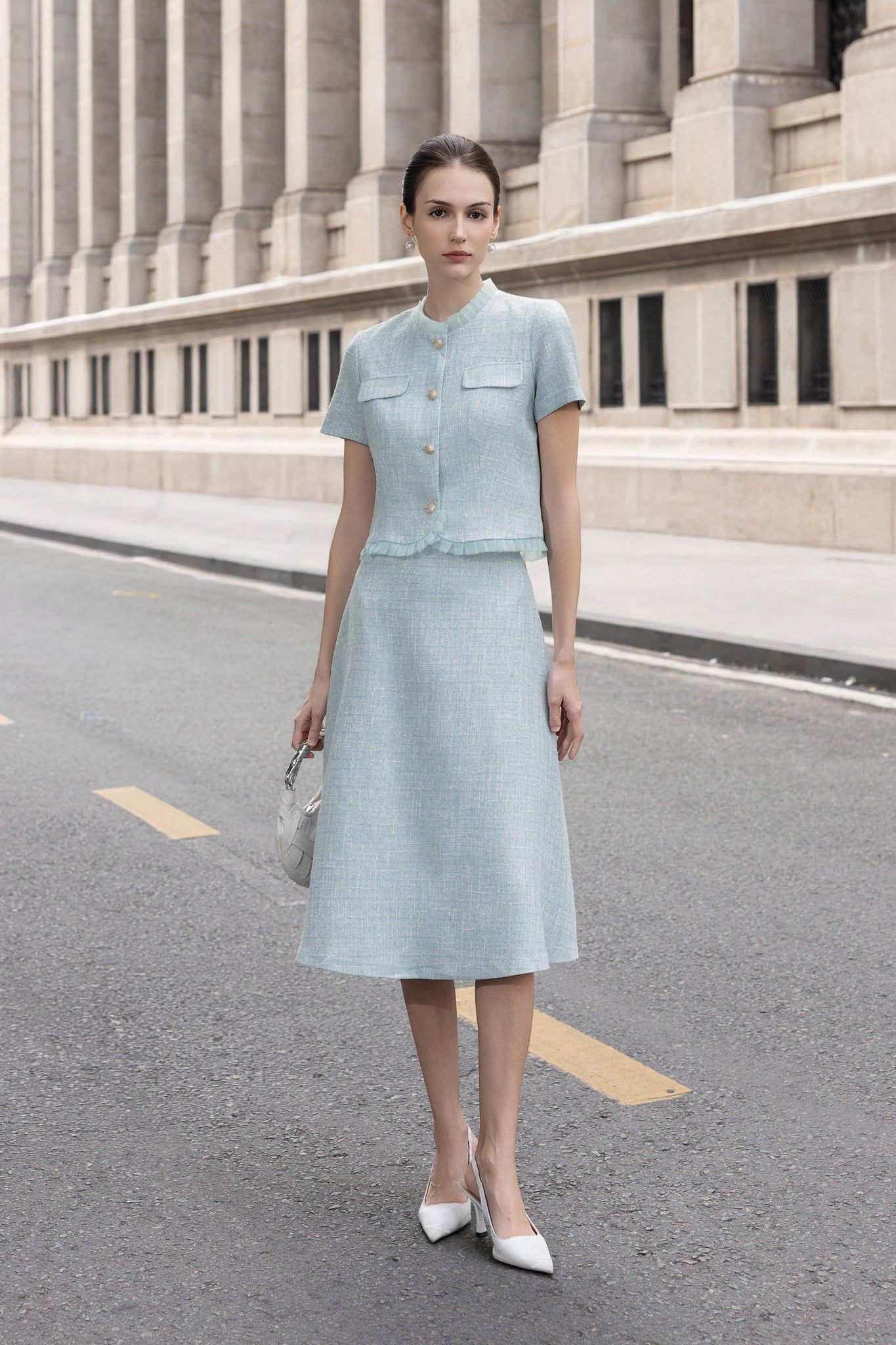 ÁO DẠ PHỐI VIỀN BÈO AK08032