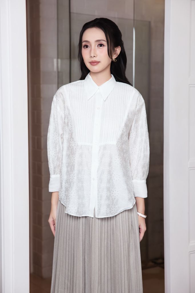  SƠ MI TRẮNG THÊU SM02972 