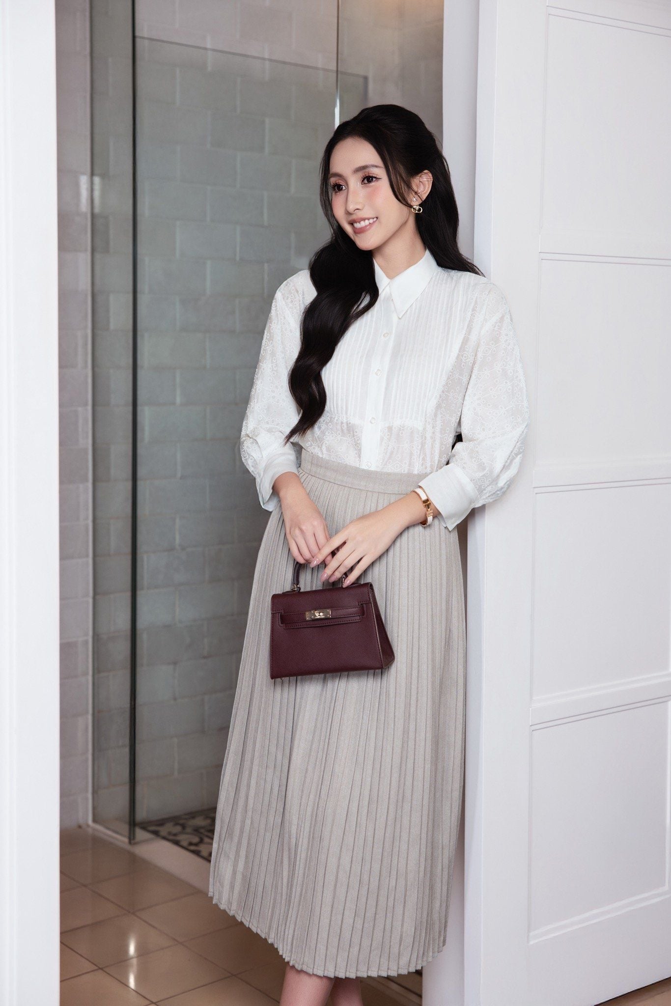 SƠ MI TRẮNG THÊU SM02972