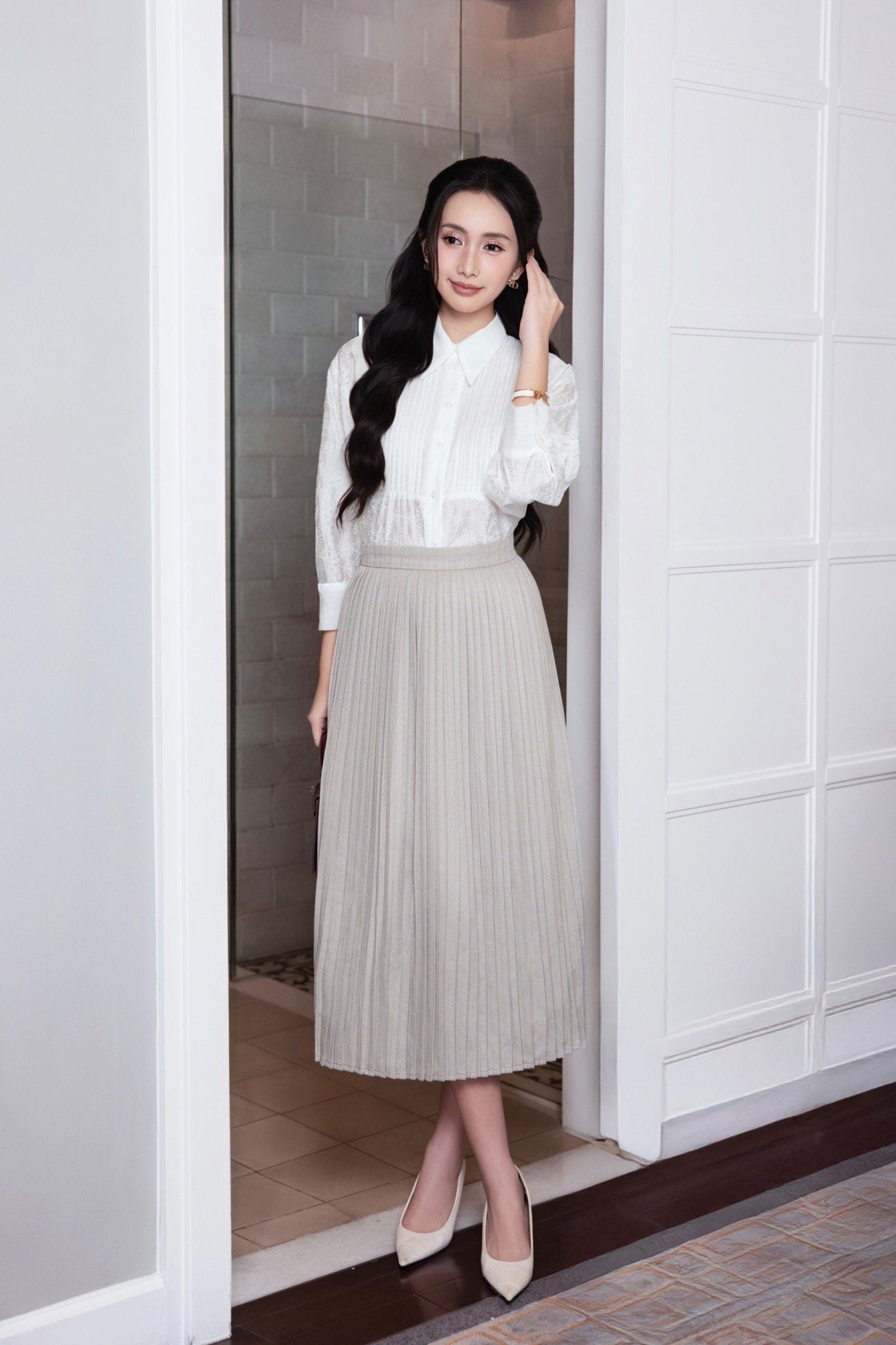 SƠ MI TRẮNG THÊU SM02972