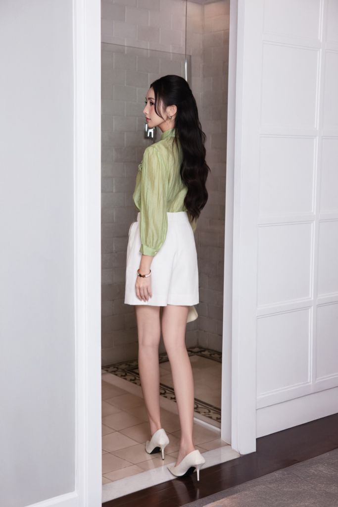  ÁO XANH ĐÍNH HOA NỔI SM17452 