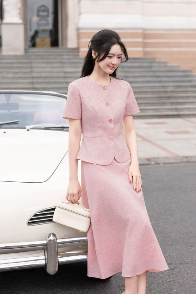 ÁO HỒNG PEPLUM AK10292