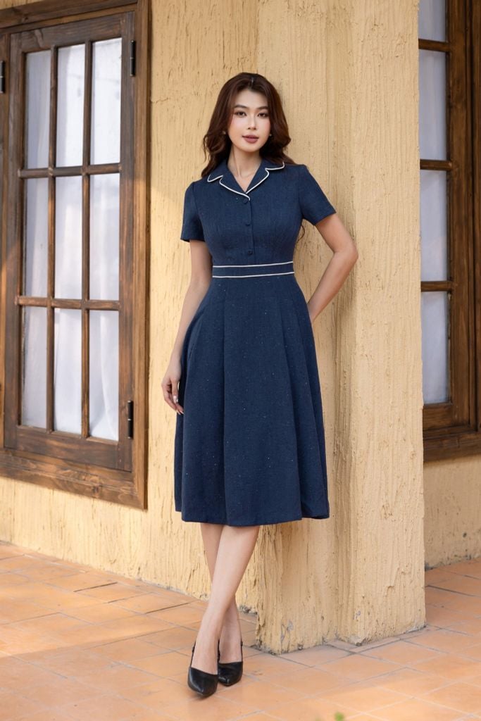 ĐẦM THIẾT KẾ CỔ VEST D09272