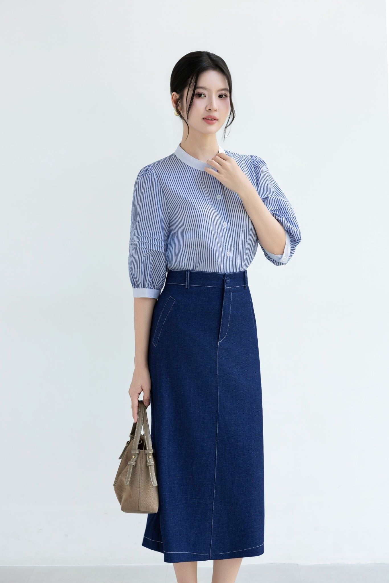 SƠ MI XANH KẺ SM00082