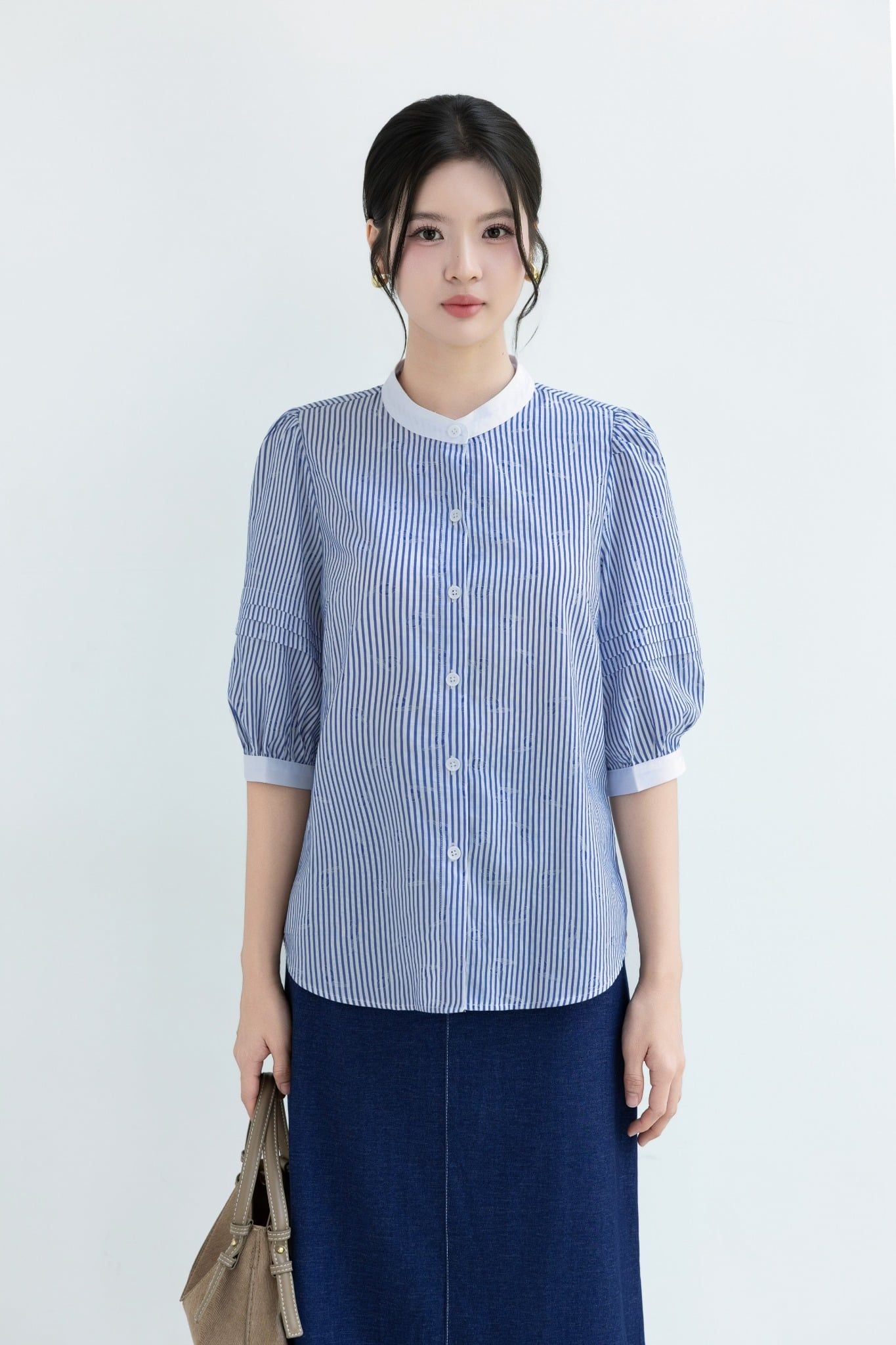 SƠ MI XANH KẺ SM00082