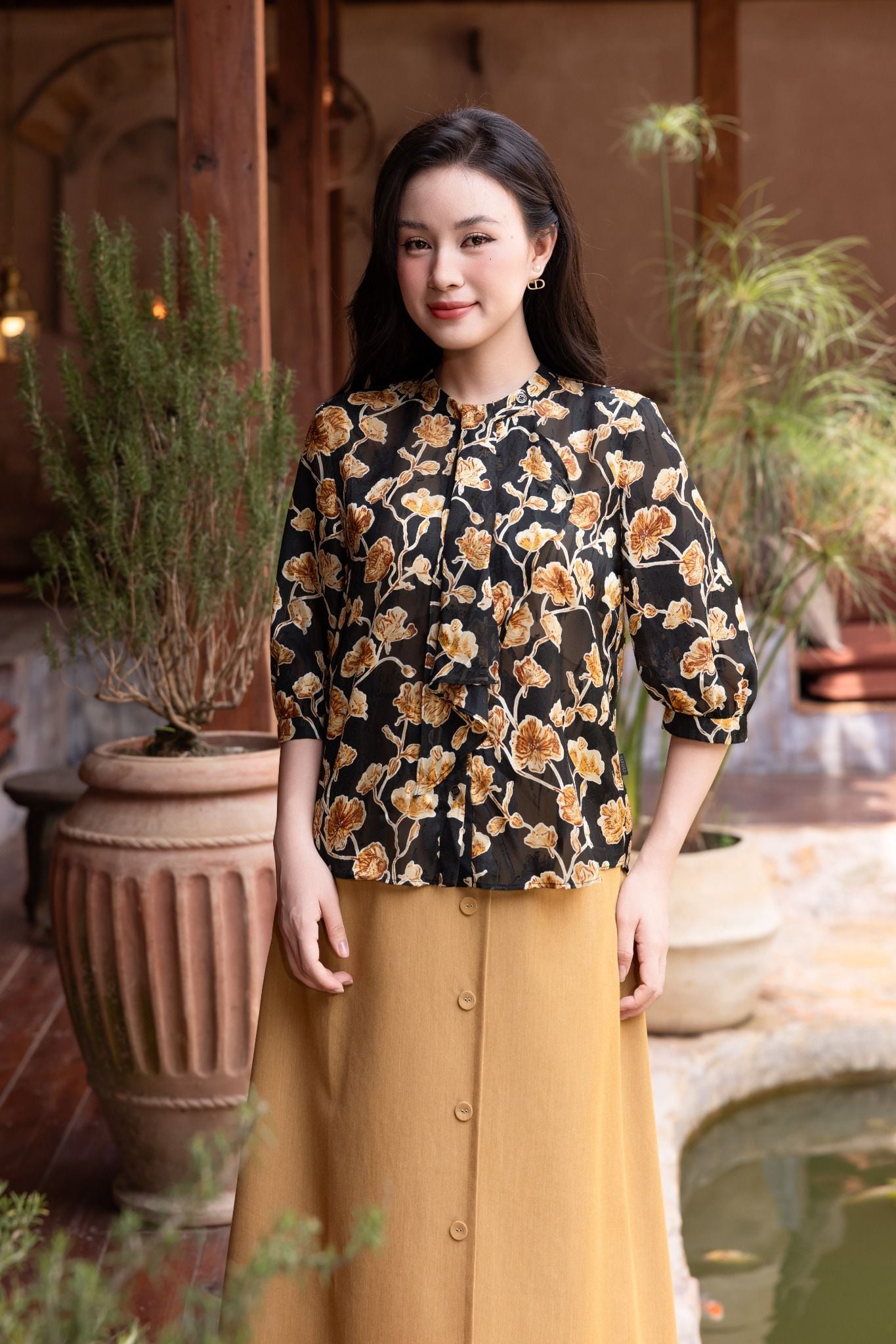 SƠ MI HOA TAY LỠ SM02702