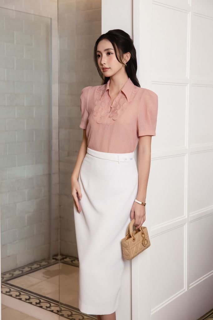  SƠ MI HỒNG CỔ BẺ SM02982 