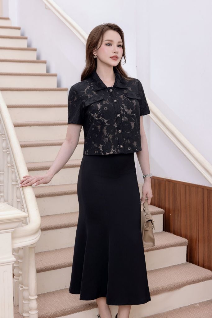  ÁO REN CỔ BẺ SM04412 