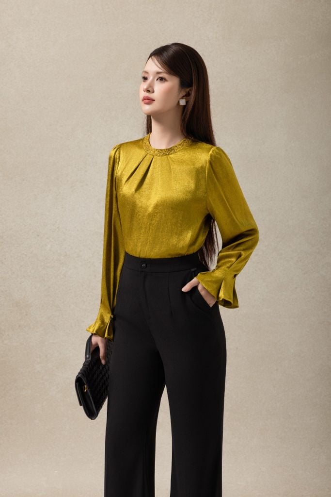  SƠ MI LỤA TAY LOE SM04772 