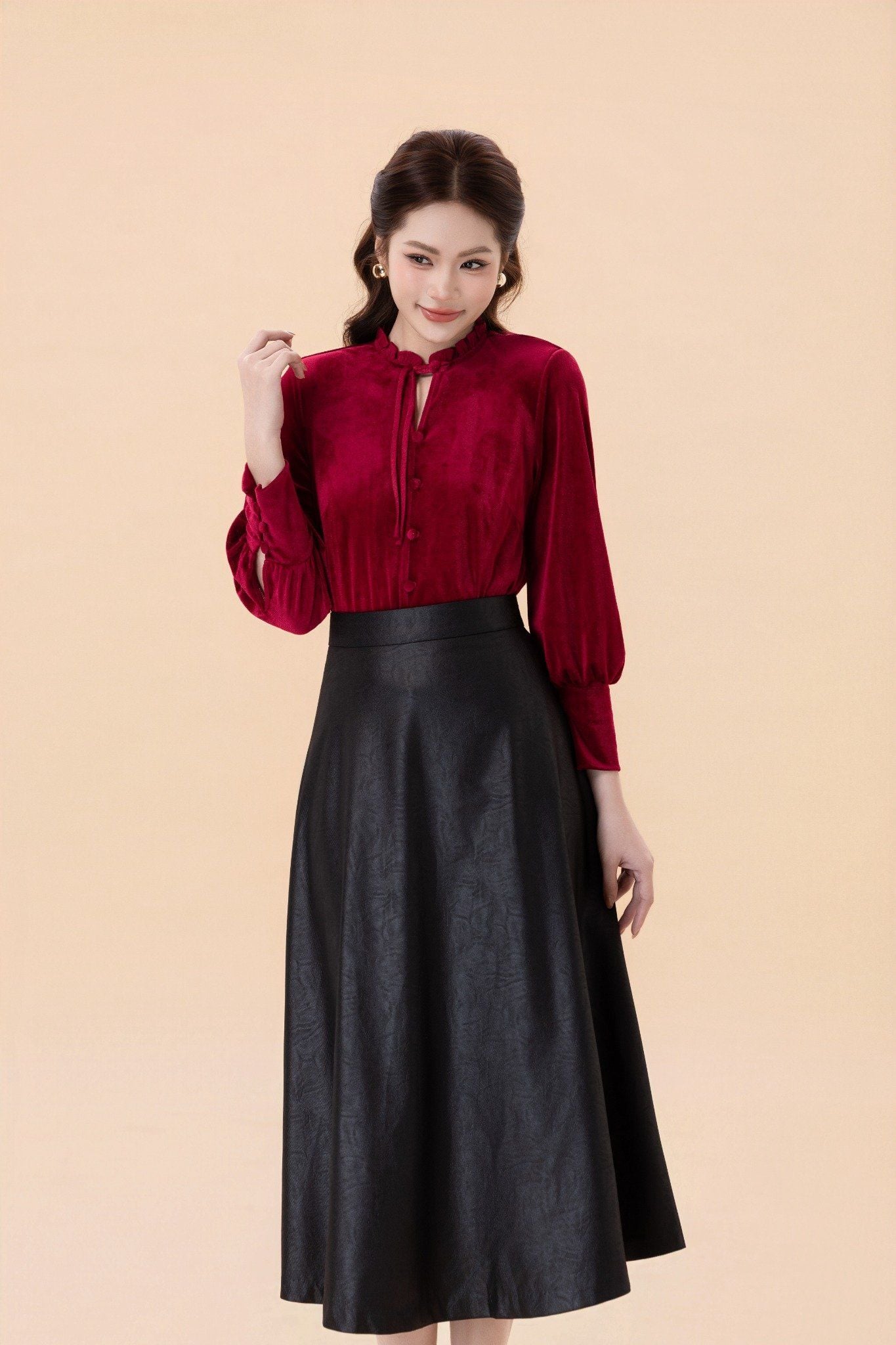 CHÂN VÁY MIDI DA Z07272