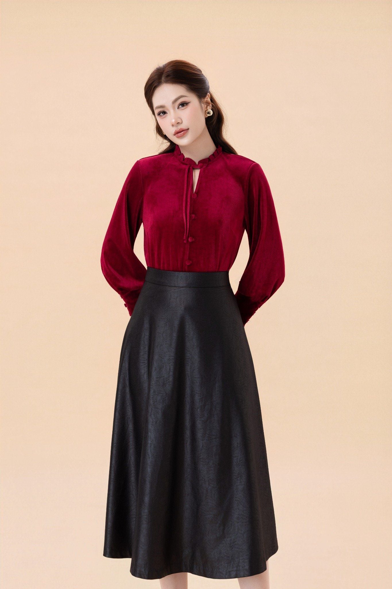 CHÂN VÁY MIDI DA Z07272