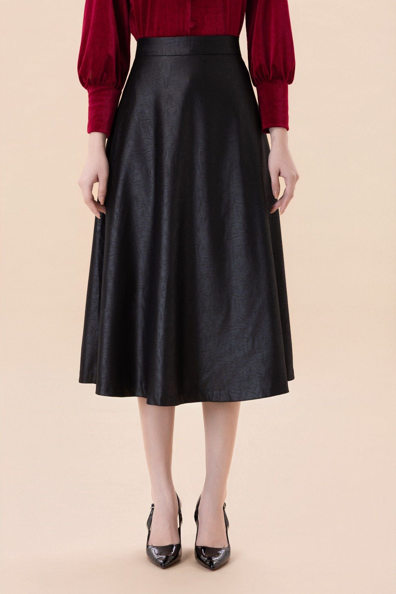 CHÂN VÁY MIDI DA Z07272