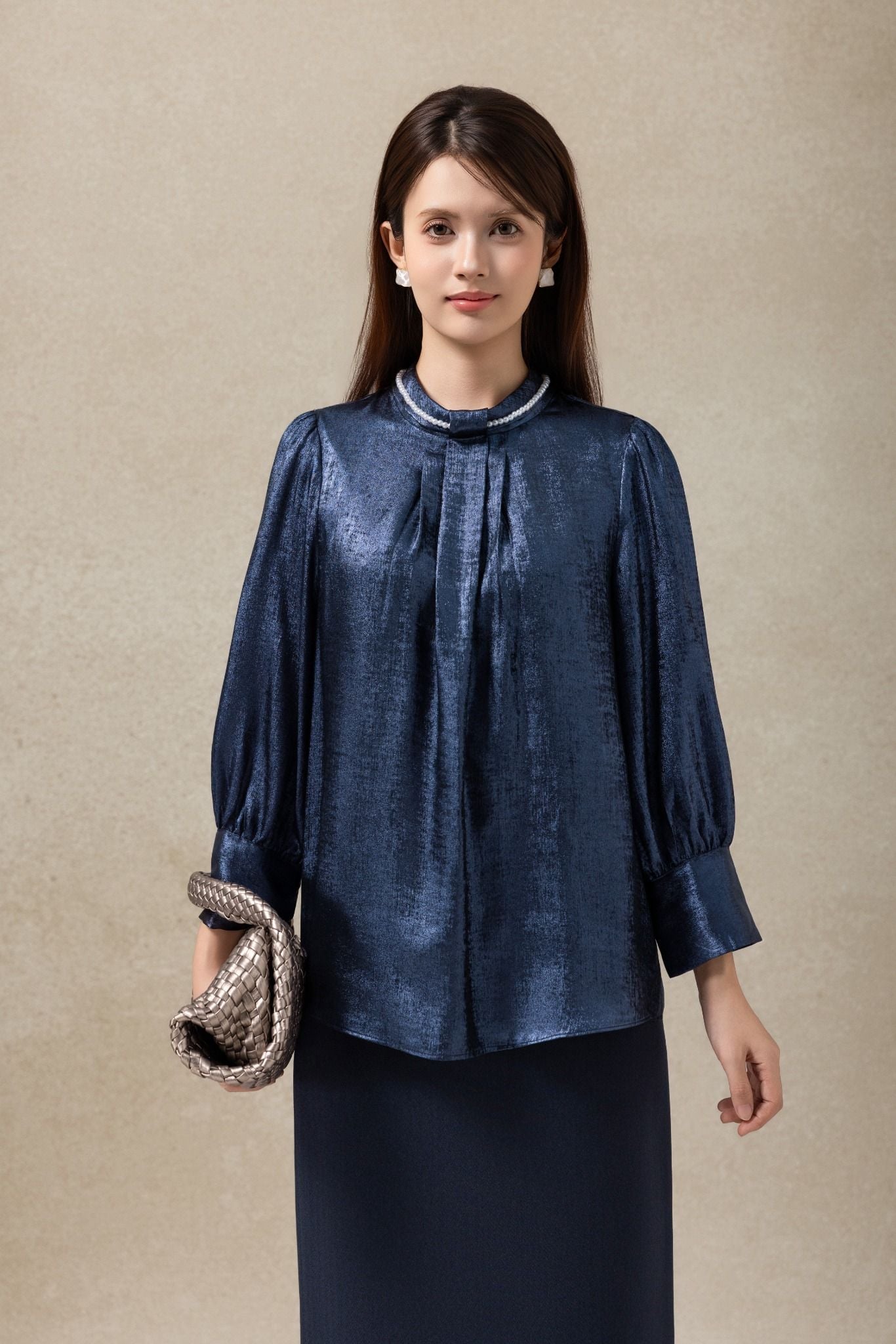 SƠ MI LỤA ĐÍNH NGỌC SM05052