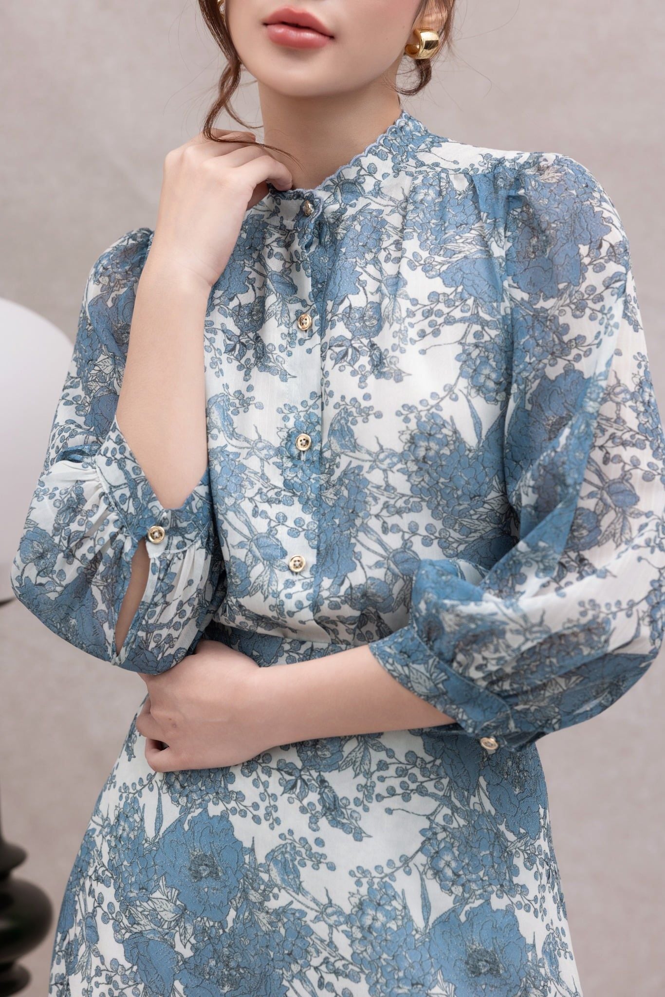 SƠ MI HOA XANH SM07202