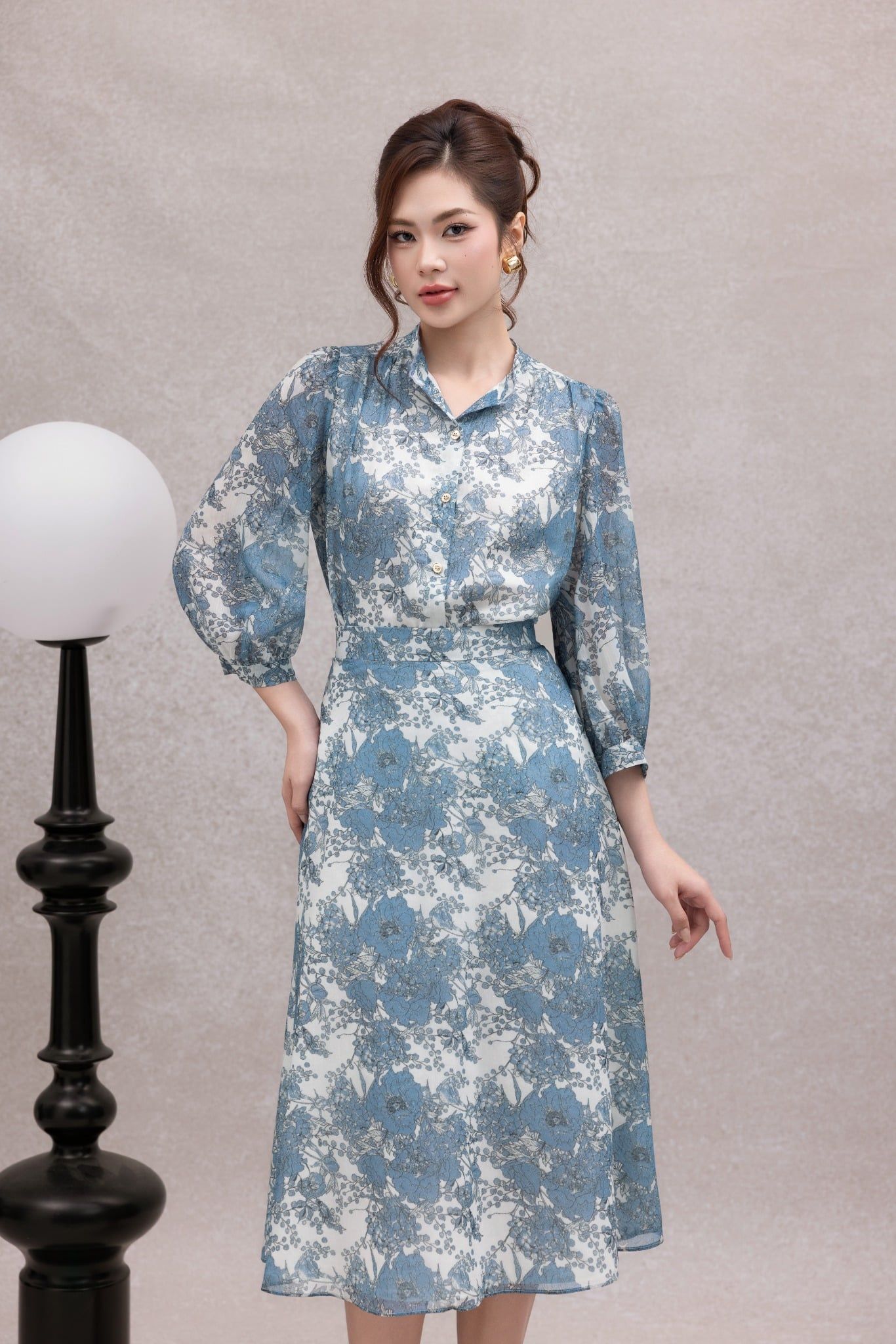 SƠ MI HOA XANH SM07202