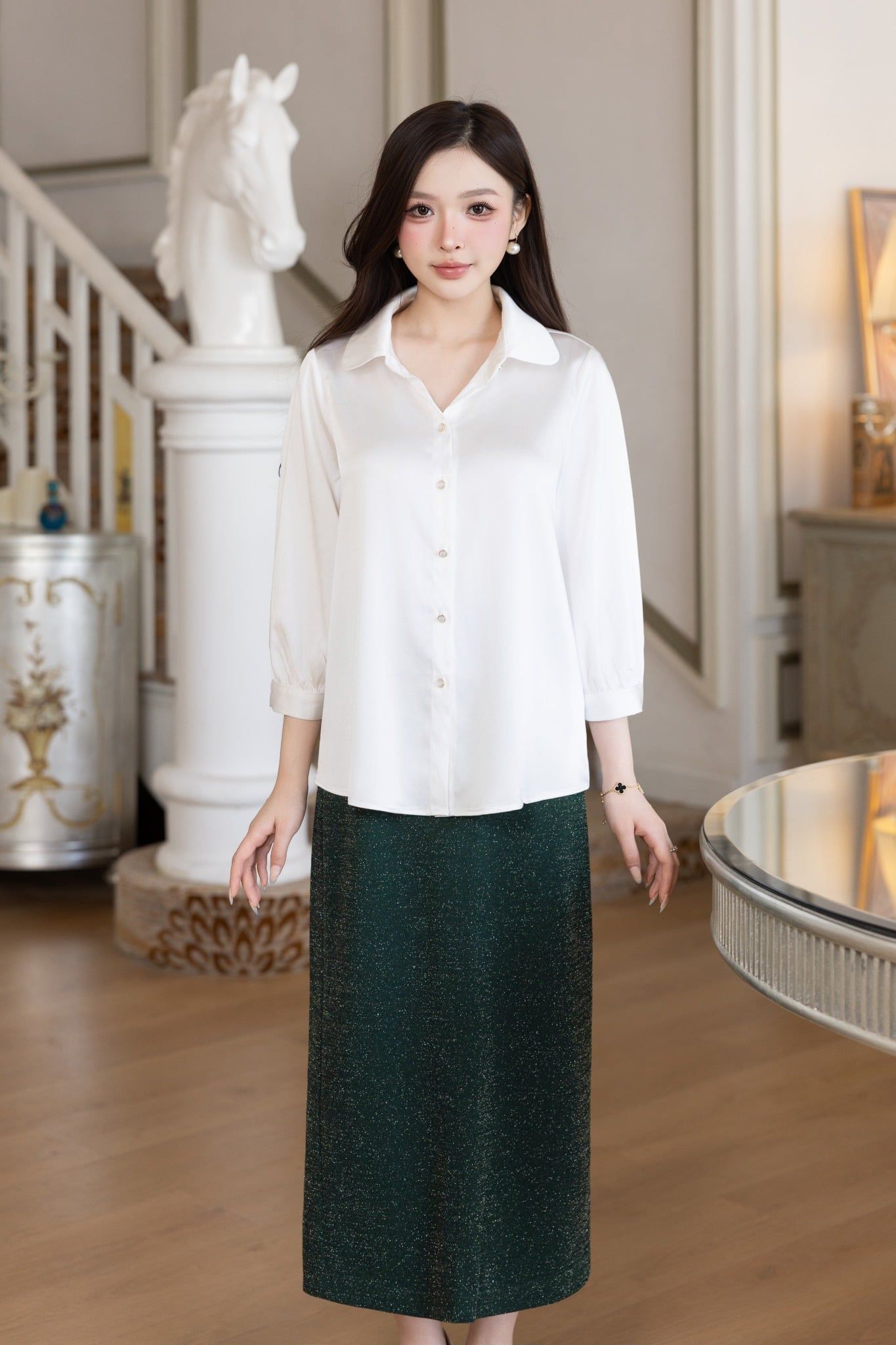 SƠ MI LỤA TRẮNG SM08052