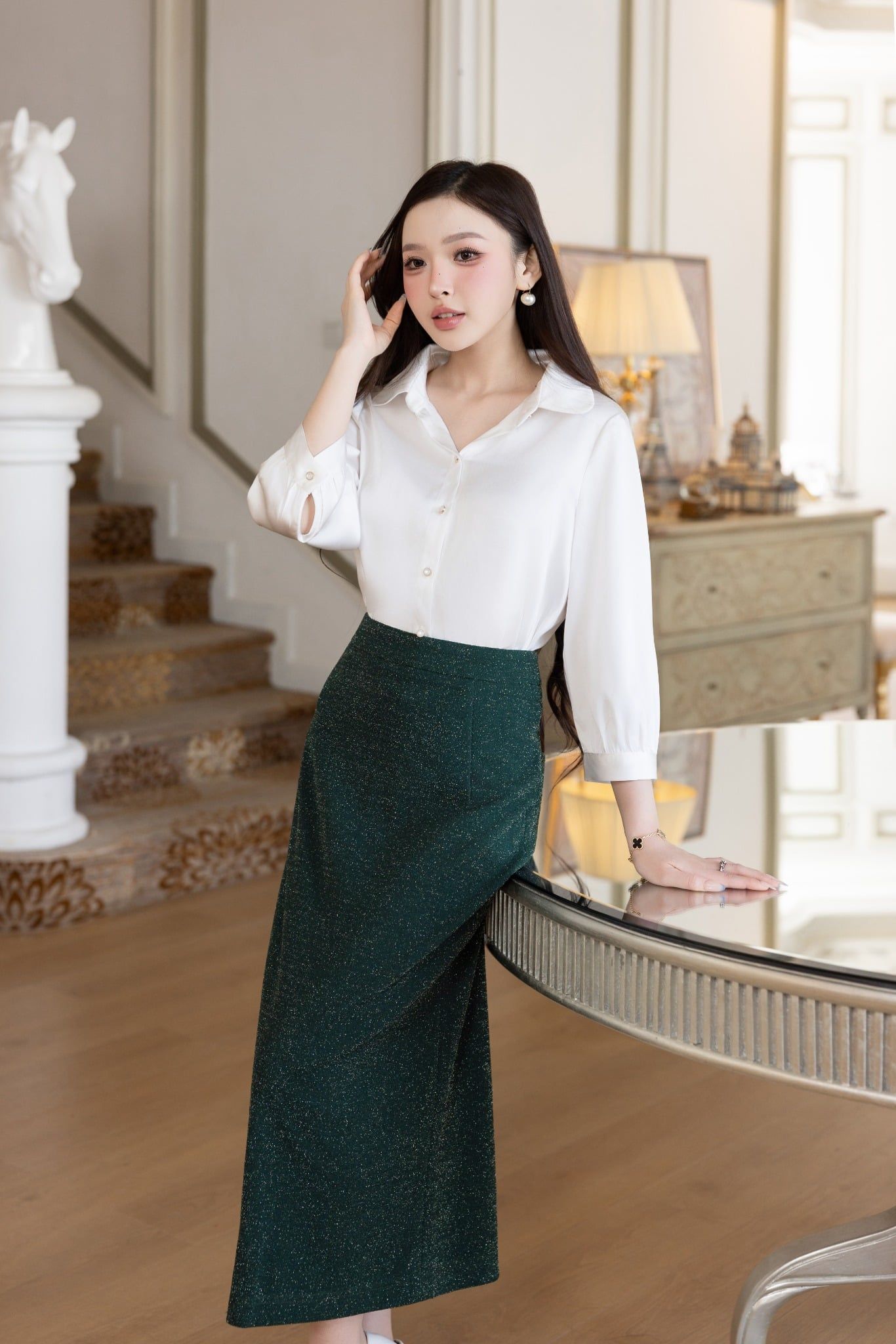 SƠ MI LỤA TRẮNG SM08052