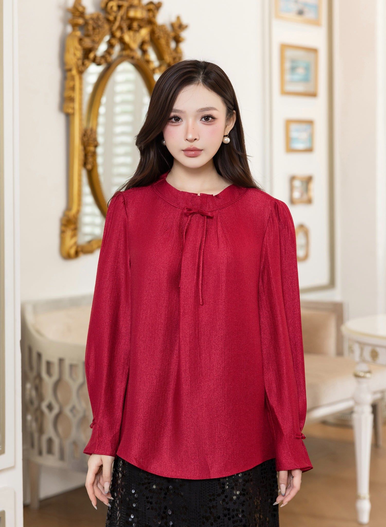 SƠ MI ĐỎ TAY BỒNG SM09282