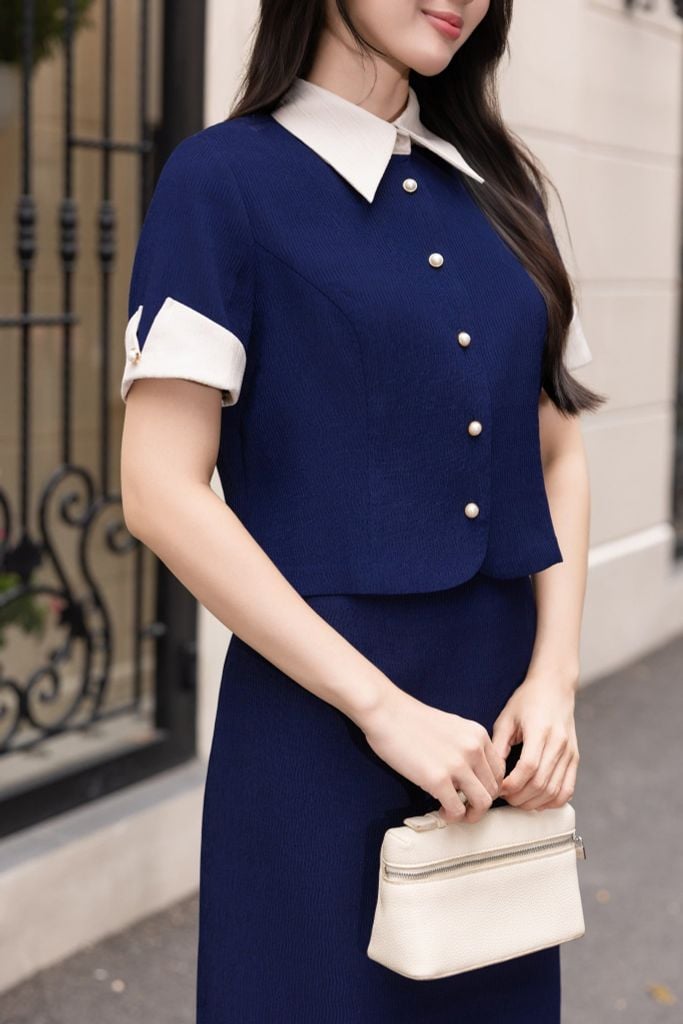  ÁO THIẾT KẾ CỔ TRẮNG SM09362 