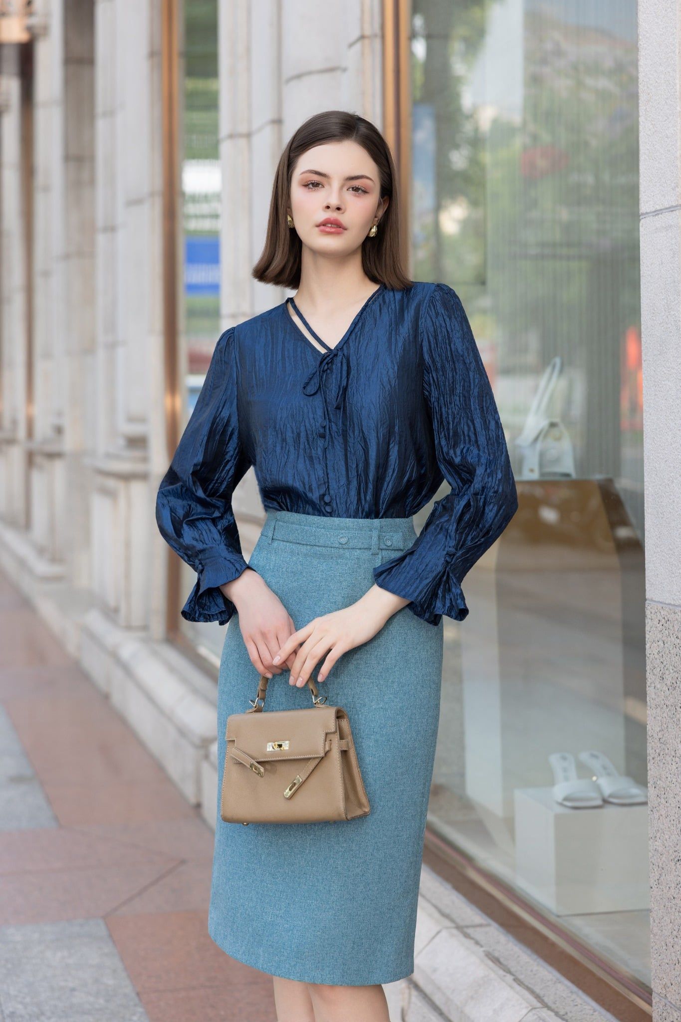 ÁO LỤA TAY BỒNG SM09402