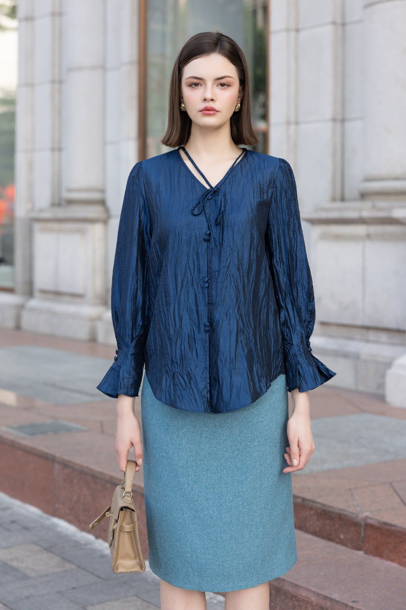 ÁO LỤA TAY BỒNG SM09402