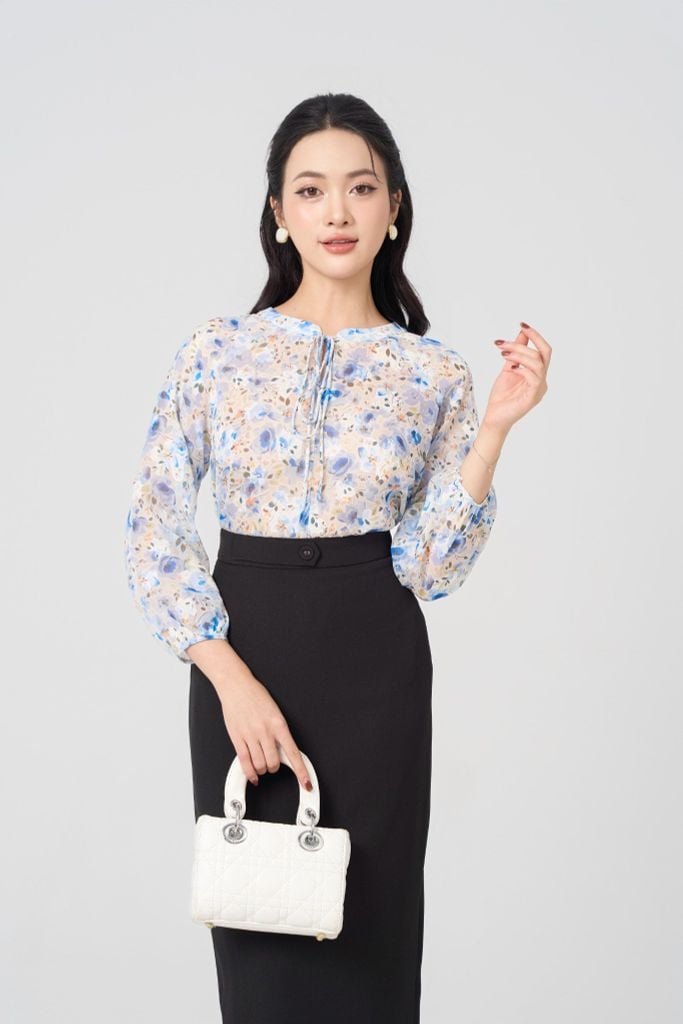  ÁO SƠ MI HOA XANH SM42102 