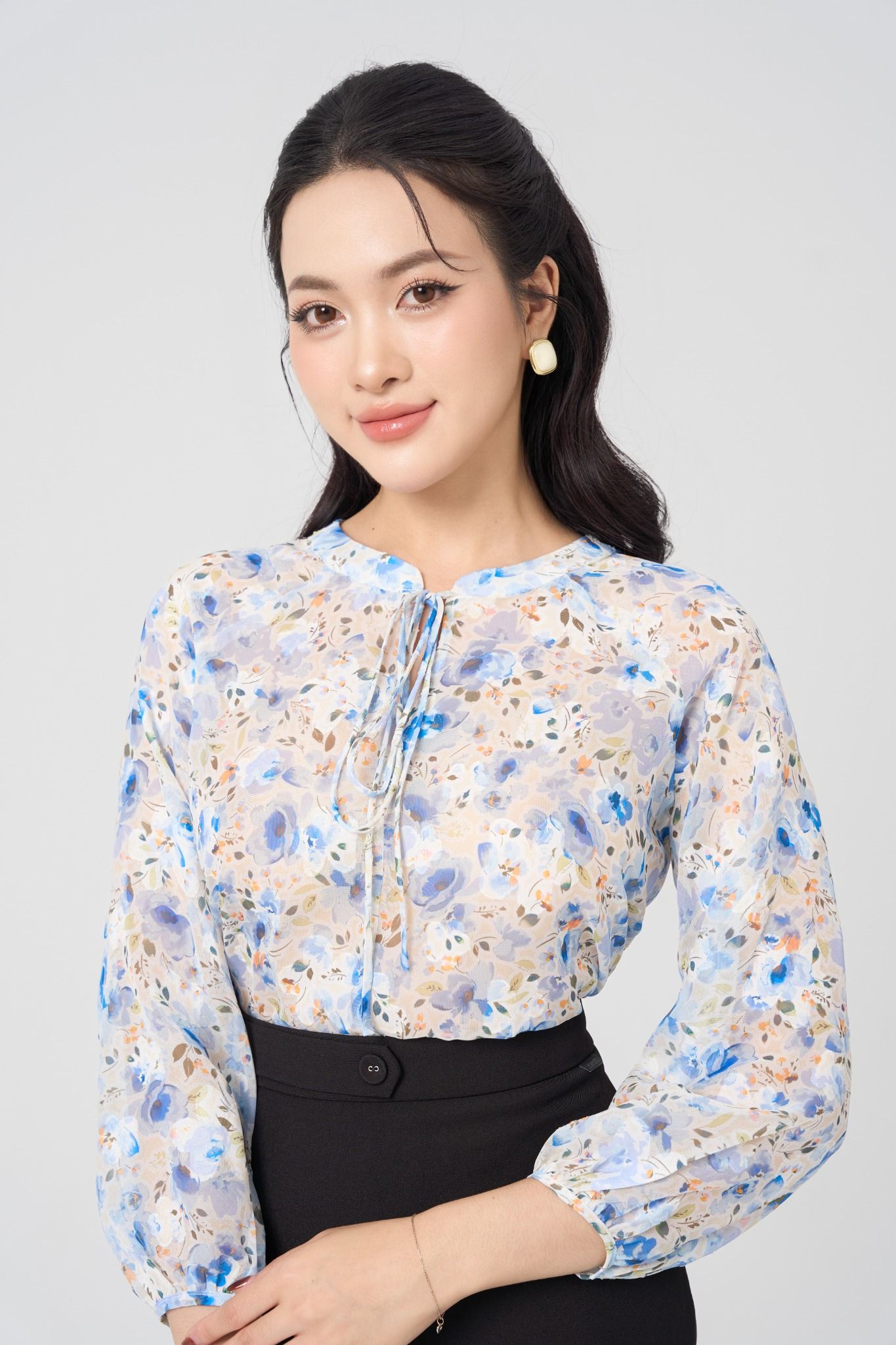 ÁO SƠ MI HOA XANH SM42102