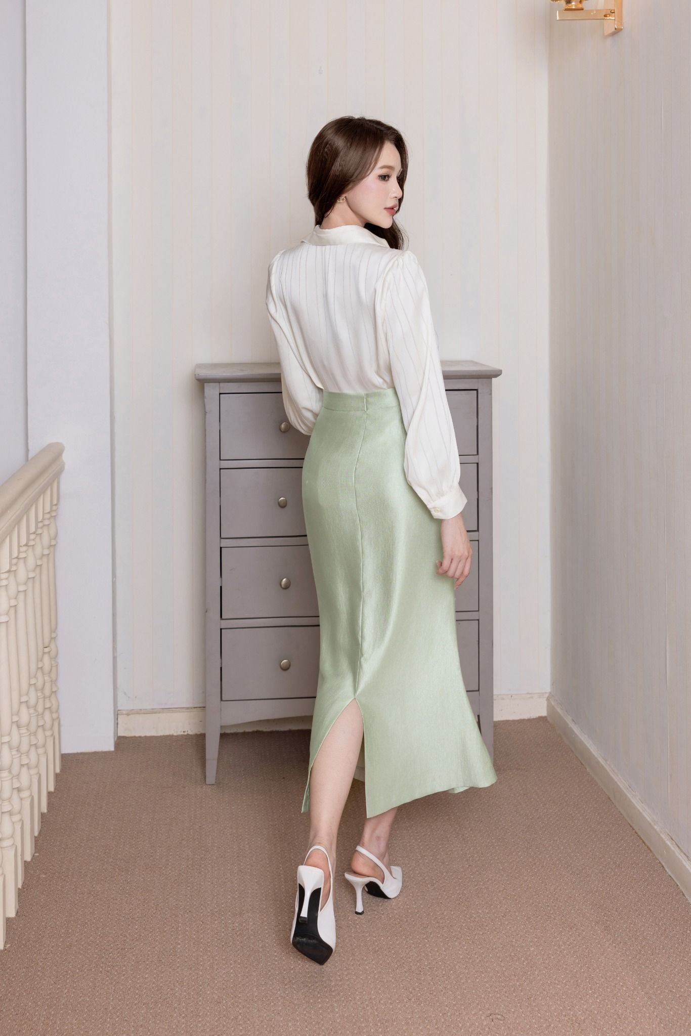 SƠ MI LỤA VAI BỒNG SM62372