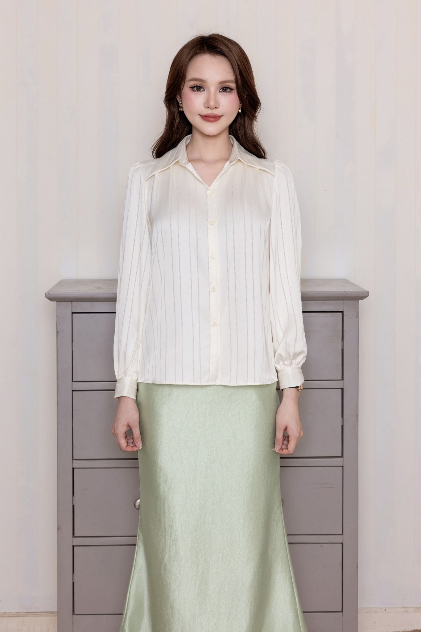 SƠ MI LỤA VAI BỒNG SM62372