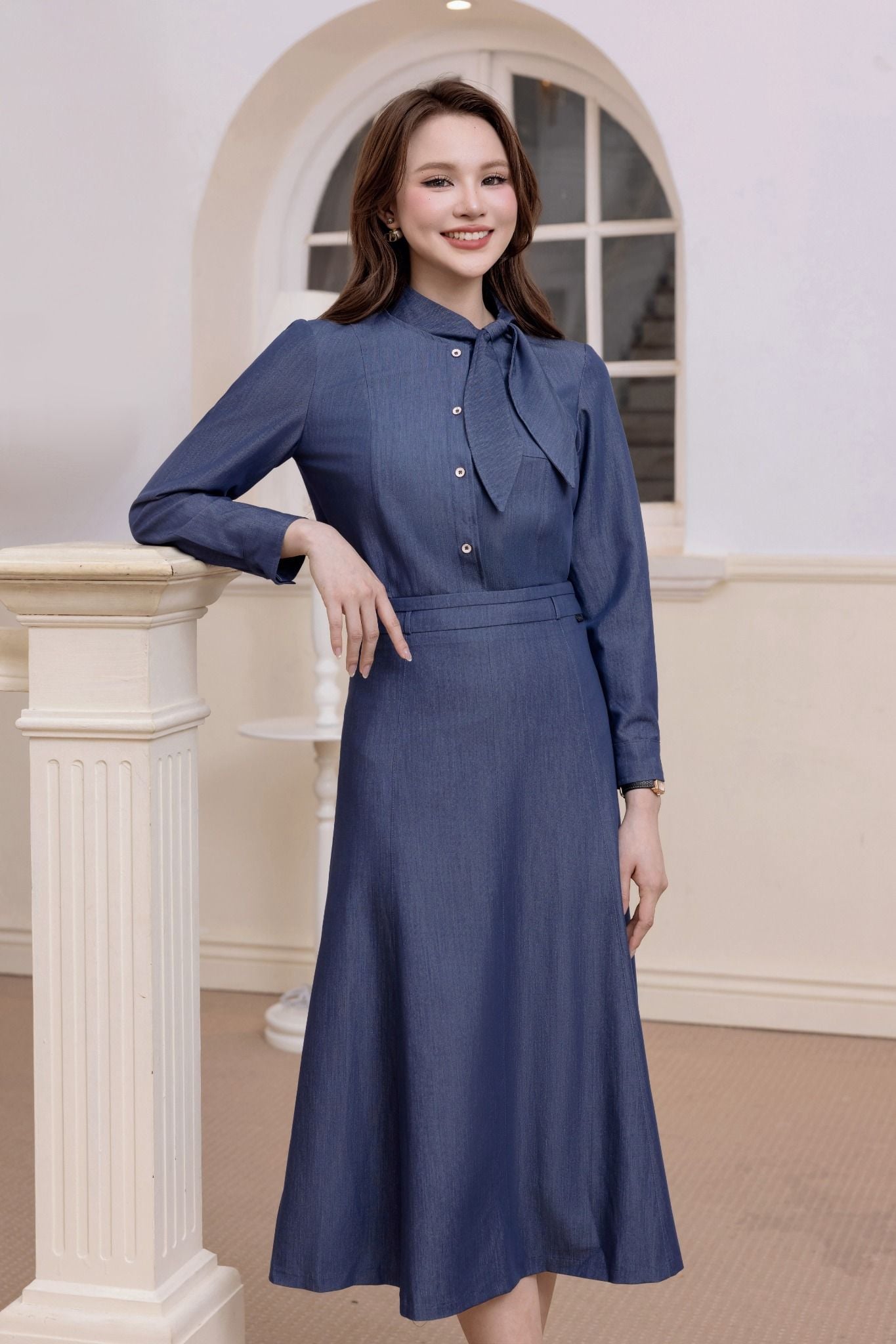 SƠ  MI DENIM CỔ NƠ SM62402