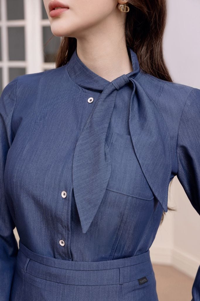  SƠ  MI DENIM CỔ NƠ SM62402 