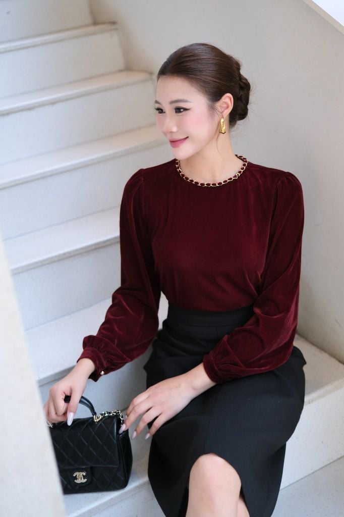  ÁO NHUNG CỔ XÍCH SM62542 