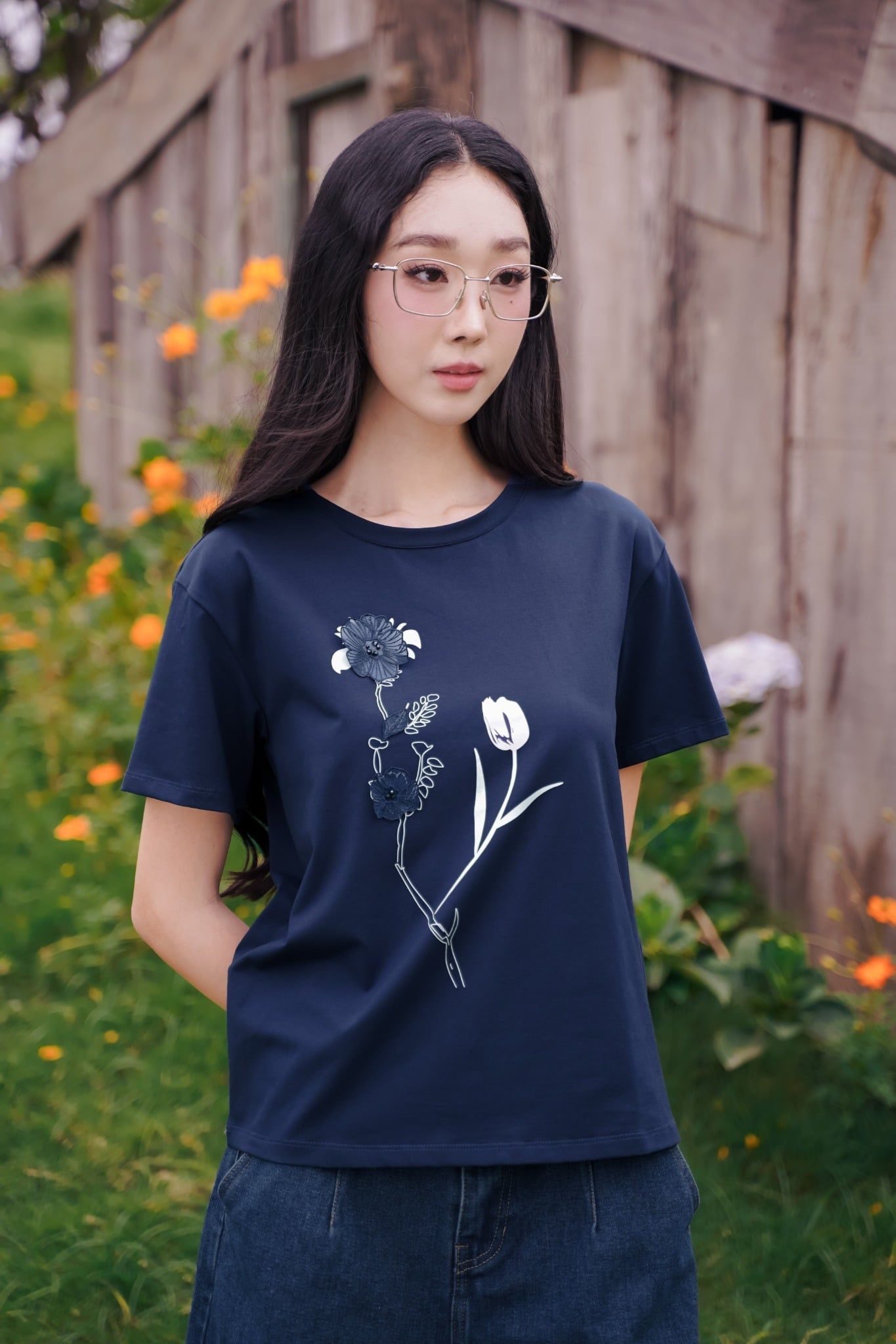 ÁO PHÔNG ĐÍNH HOA NỔI TS60142