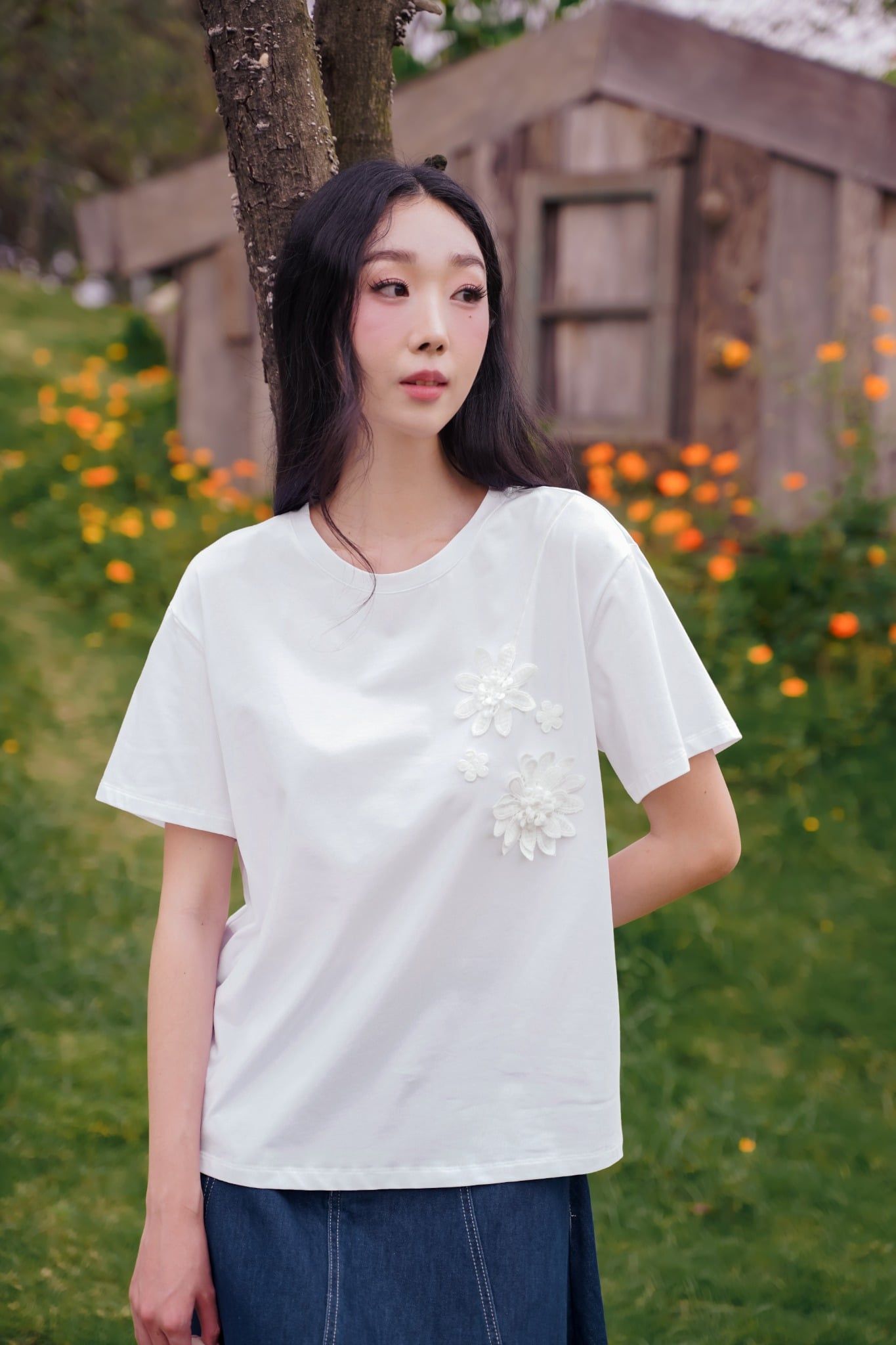 ÁO PHÔNG ĐÍNH HOA NỔI TS60152