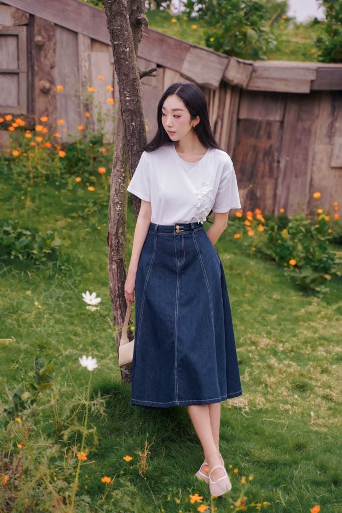  ÁO PHÔNG ĐÍNH HOA NỔI TS60152 