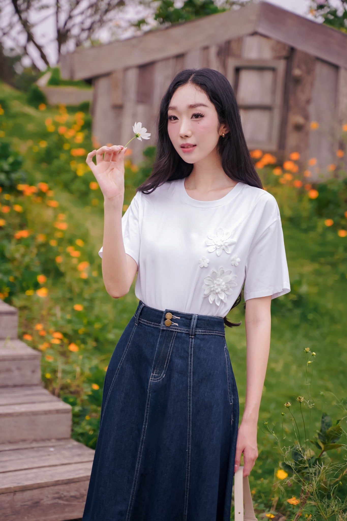 ÁO PHÔNG ĐÍNH HOA NỔI TS60152