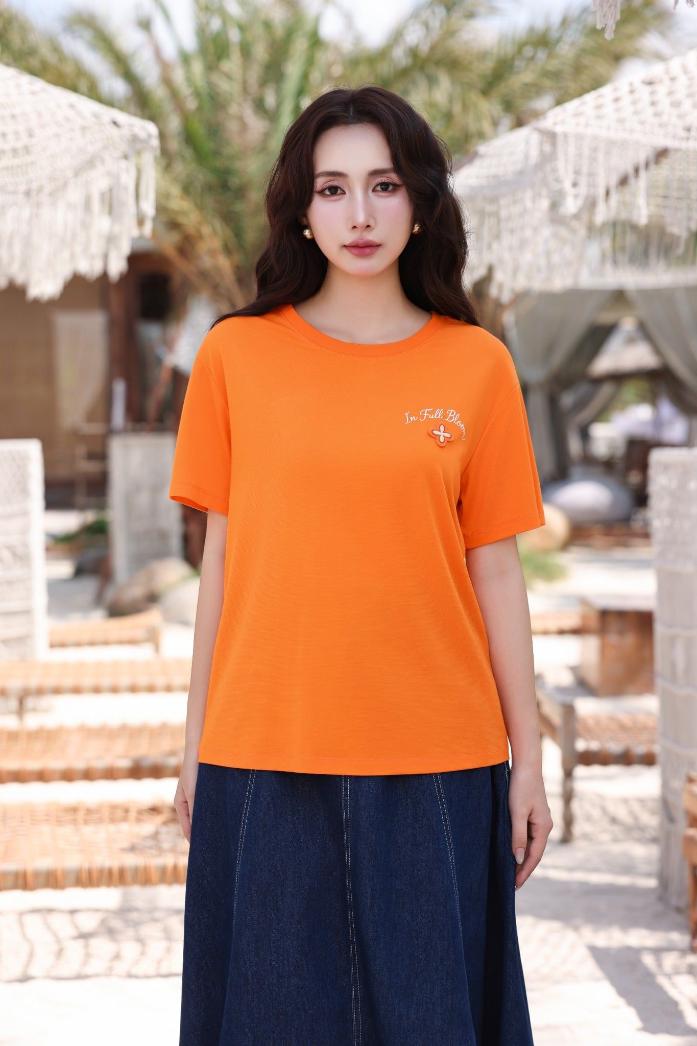 ÁO PHÔNG CAM ĐÍNH HOA TS60252