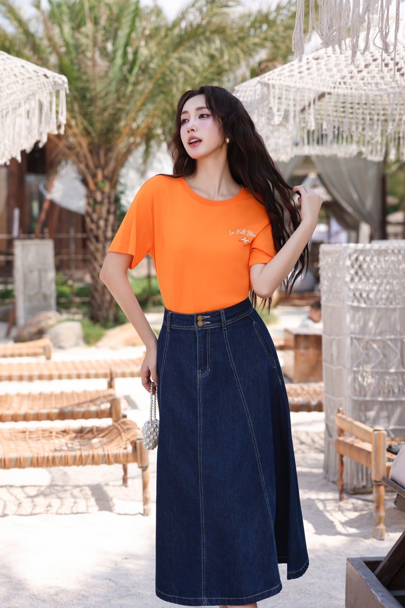 CHÂN VÁY MIDI DENIM Z65032