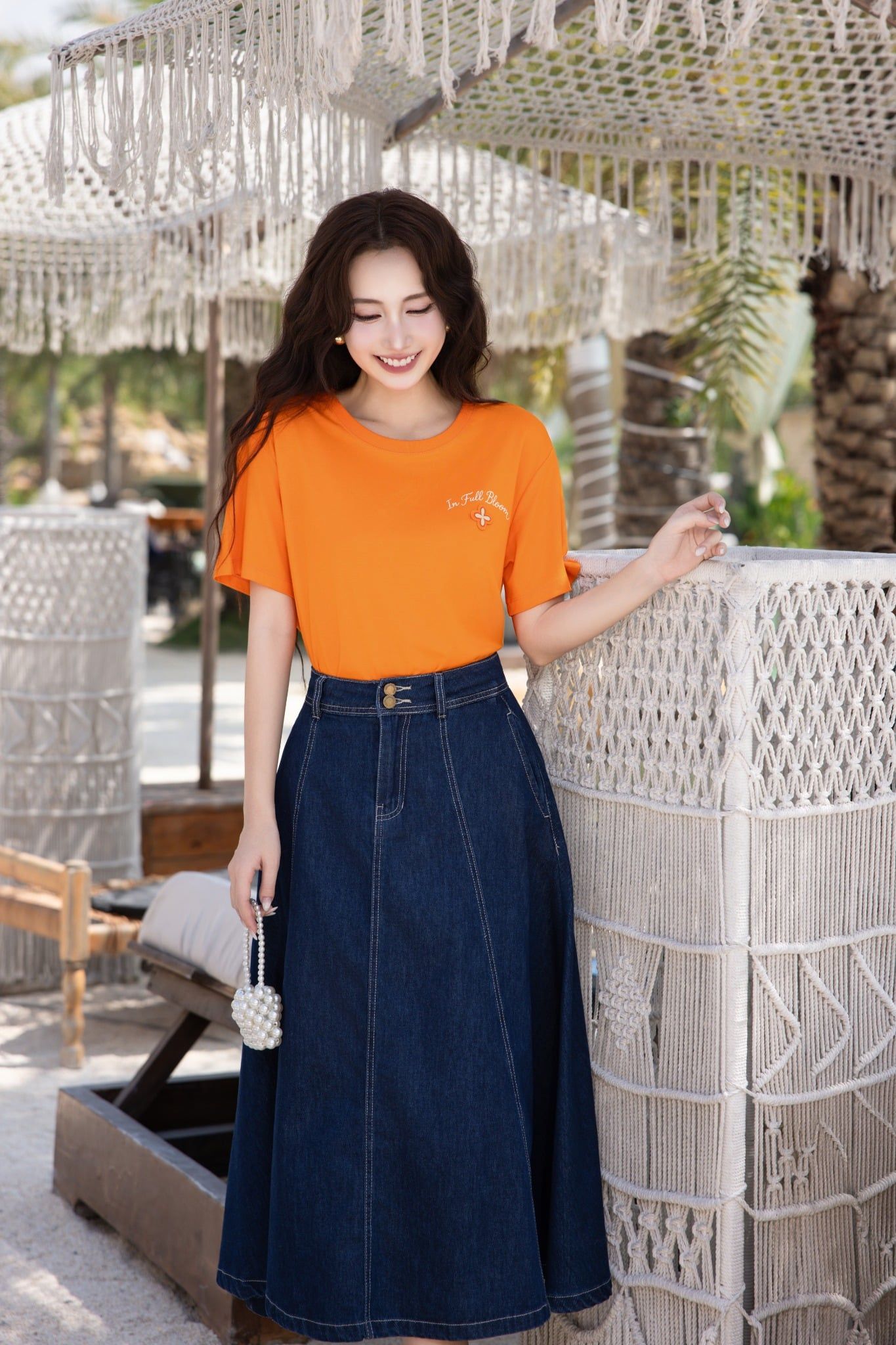 CHÂN VÁY MIDI DENIM Z65032