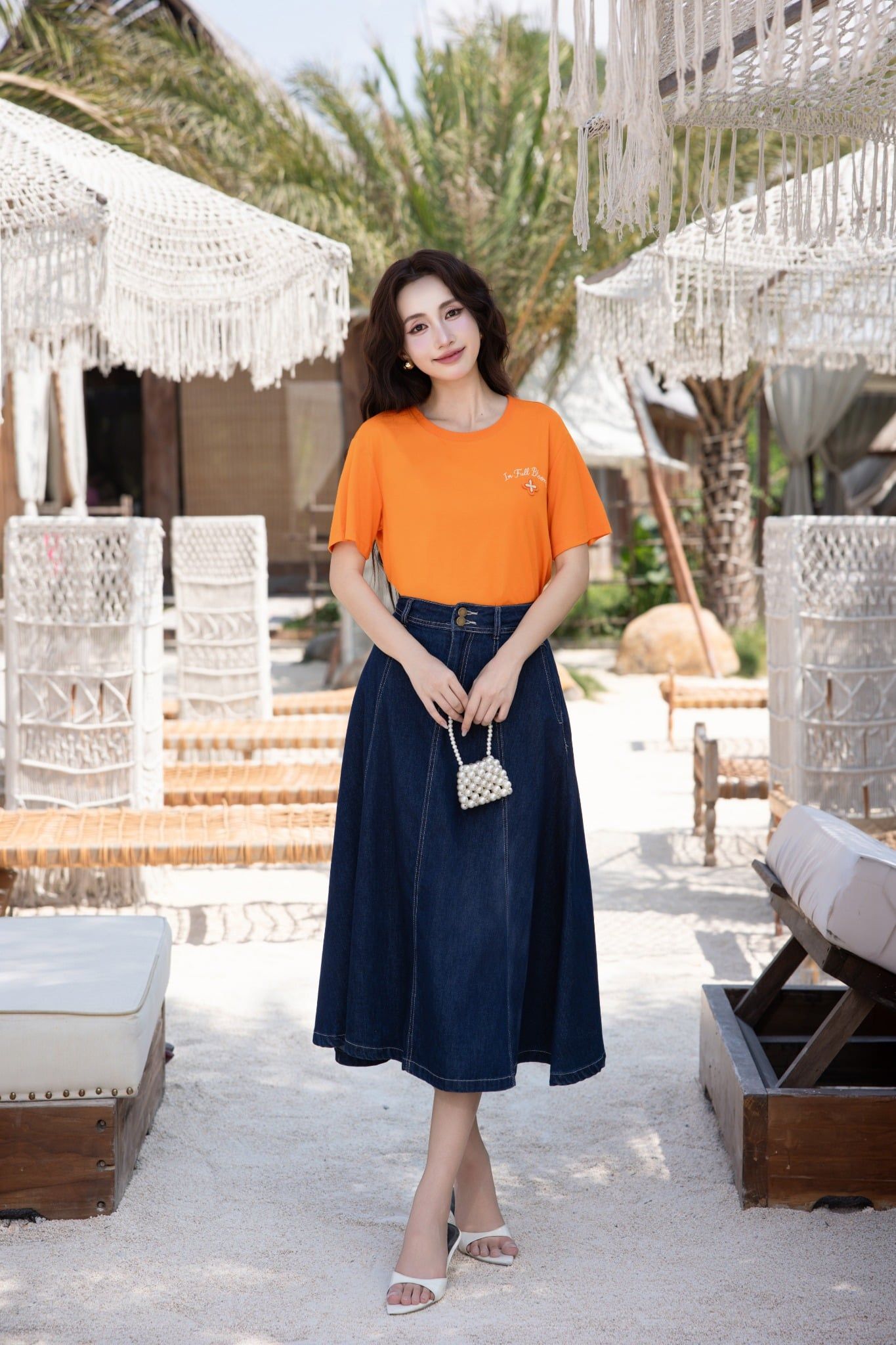 ÁO PHÔNG CAM ĐÍNH HOA TS60252