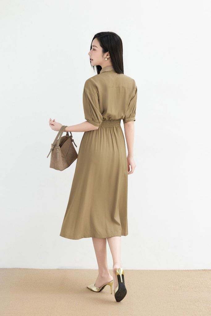  ĐẦM NÂU CHUN EO D10562 