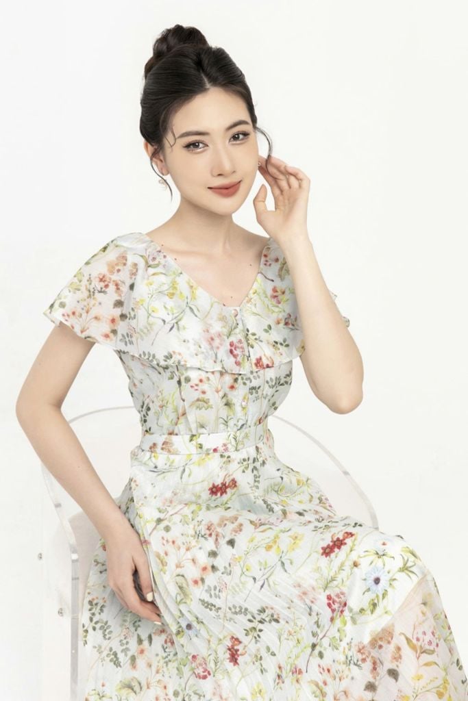  ĐẦM VOAN HOA D02242 