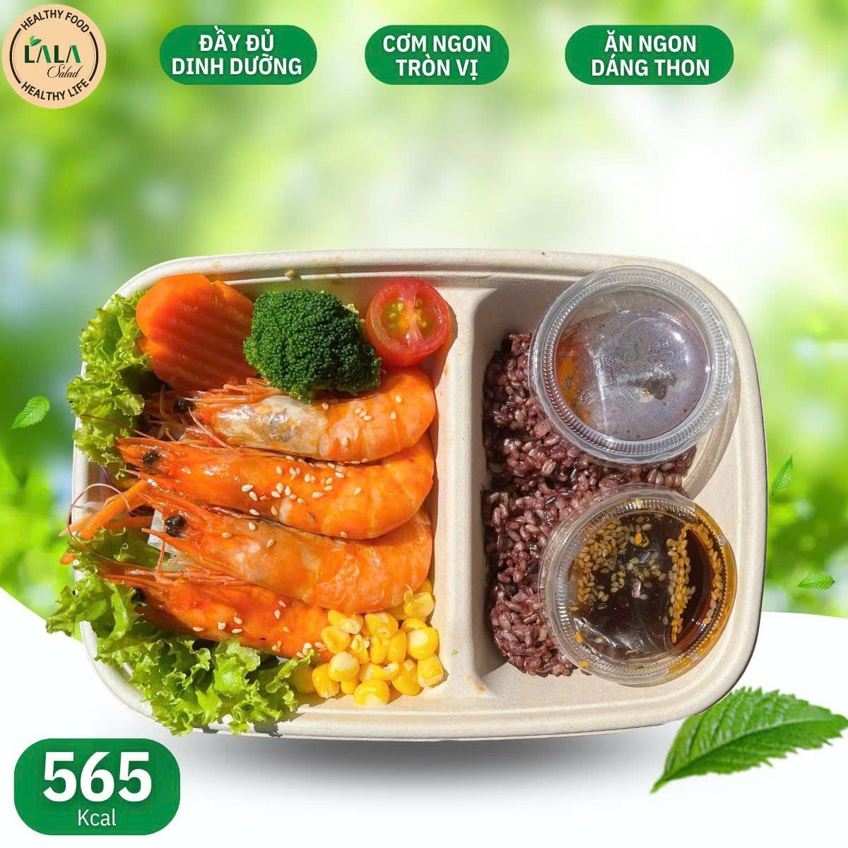  Cơm Gạo Lứt Huyết Rồng Kèm Tôm 