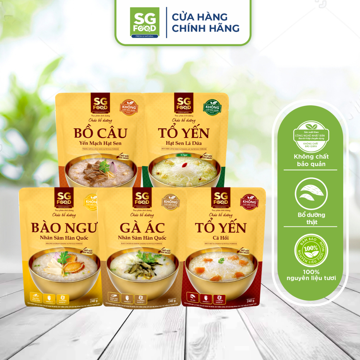 thung 30 goi chao bo duong to yen ca hoi ga ac nhan sam bo cau yen mach hat sen bao ngu nhan sam va hat sen la dua