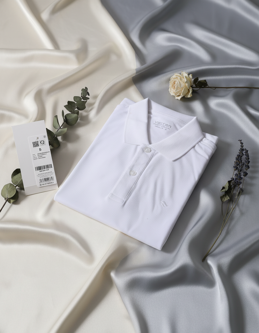  Áo thun Việt Tiến có cổ (Trắng) 