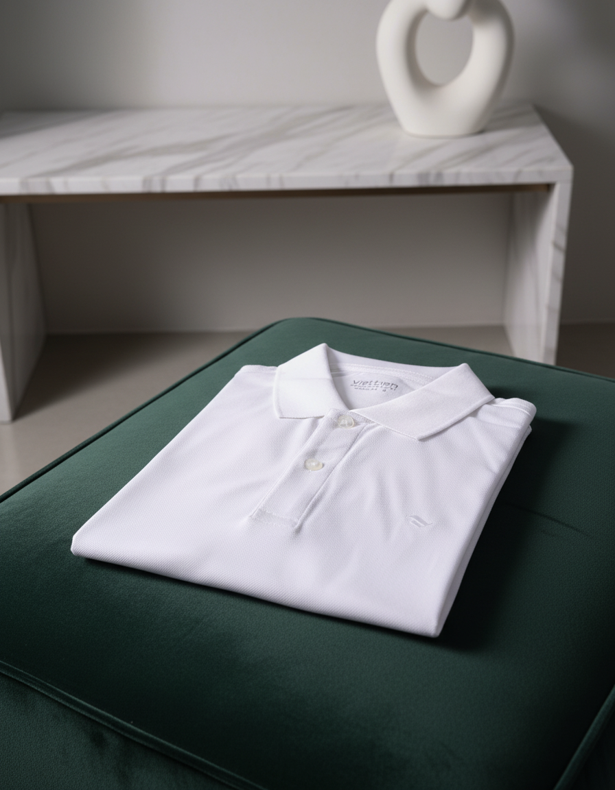  Áo thun Việt Tiến có cổ (Trắng) 