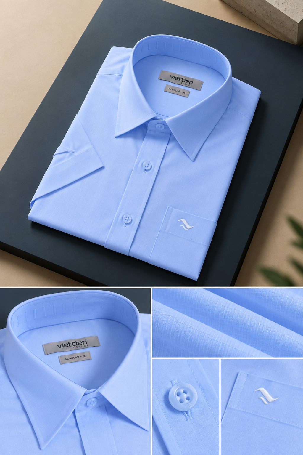  Áo sơ mi tay ngắn Việt Tiến (S-XL) 