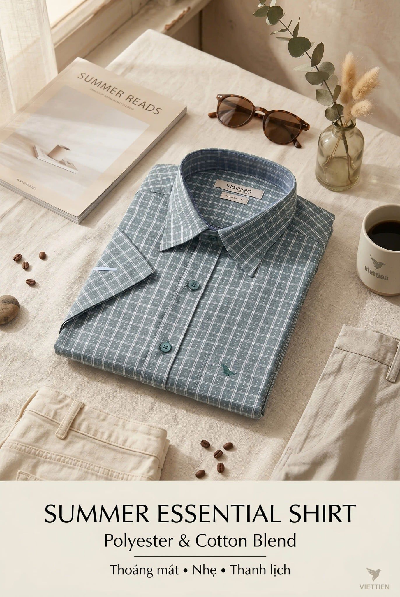  Áo sơ mi tay ngắn Việt Tiến (M-XL) 