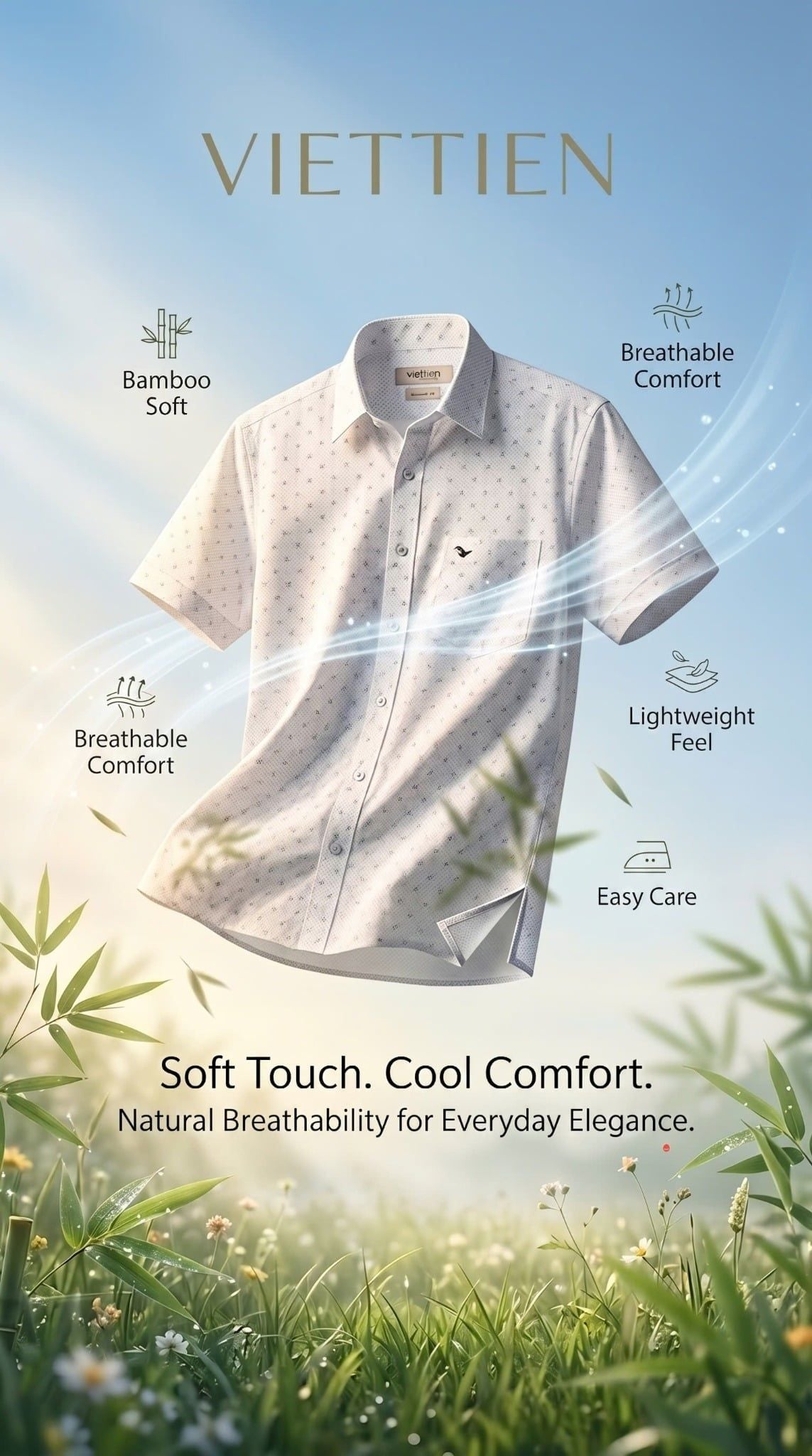  Áo sơ mi tay ngắn Việt tiến (M-XL) 