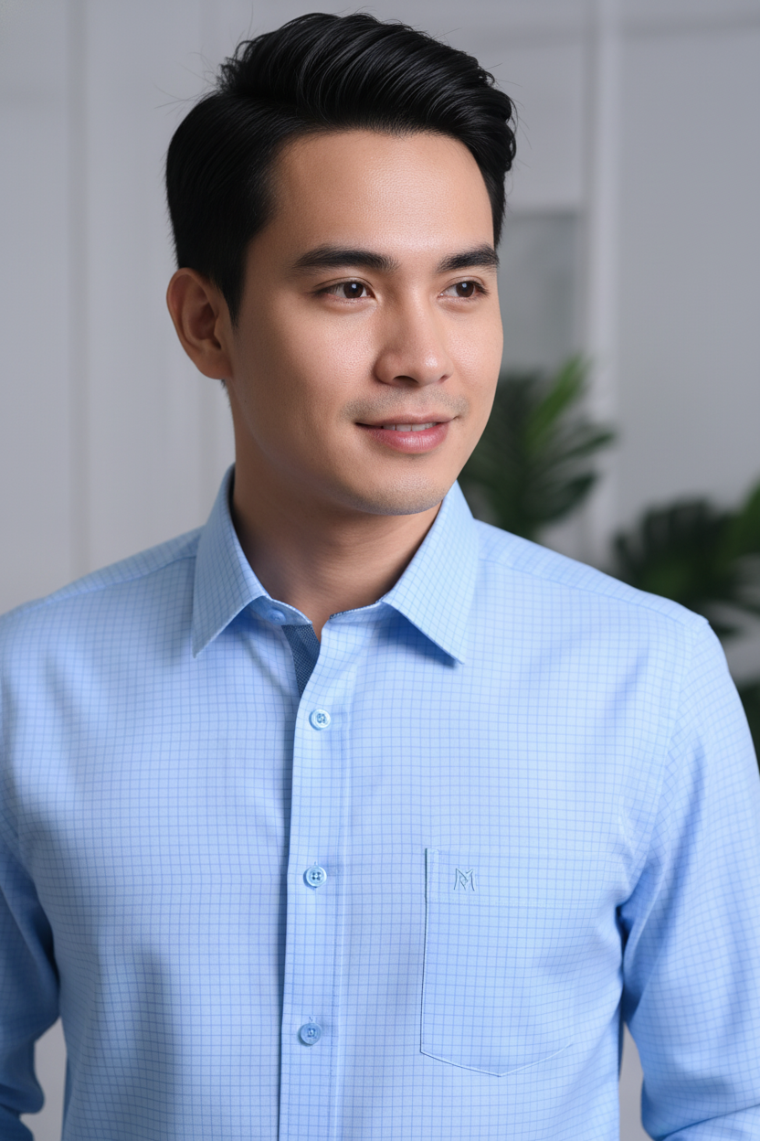  Áo sơ mi nam tay dài Khatoco (M-2XL) 